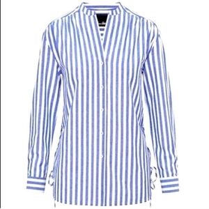 Sam Edelman Striped Side Tie Sleepshirt Blue White M